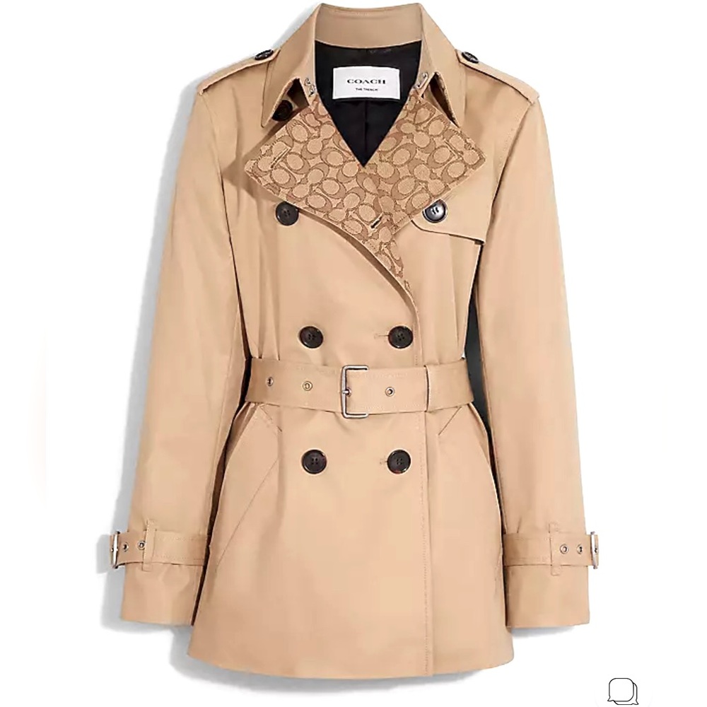 ✨BRAND NEW✨COACH SZ XL SIGNATURE LAPEL SHORT TRENCH🧥NWT🏷️‼️SOLD OUT ONLINE‼️🥰